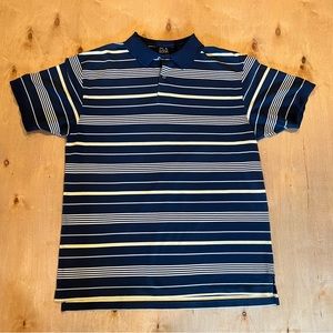 Jos. A. Bank Polo Shirt Navy/White/Yellow Stripe -XL